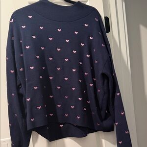Maeve Navy Knit with Pink Heart Accent